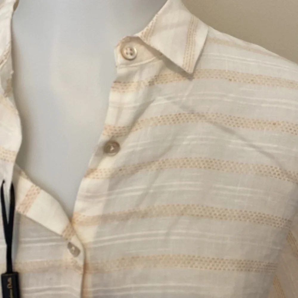NWT! Massimo Dutti Striped Linen Tie Blouse - Picture 4 of 7